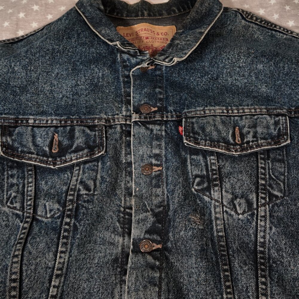🔥 Vintage Levi’s Acid Wash Denim Trucker Jacket - XL - 80s/90s Style 🔥 - Picture 3 of 10